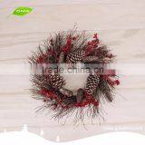 GNW CHWR-1605031 Customized Promotional Pine Cones Brown Christmas Rattan Wreath thumbnail-1