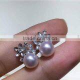 Wholesale 7.5-8mm White Akoya Pearl Earring thumbnail-1