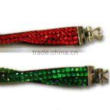 Rhinestone Bracelet With Zinc Alloy Locking Part, Hot Sale Gift Leather With Crystal Gem Decoration thumbnail-6