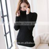 Slim Fit Soft Hand Feel Long Sleeve Knitted Pullover Wool High Neck Sweater for Women thumbnail-6