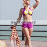 2015 Swimsuit for Women Hot Sexy Bikini Three Piece High Quality Stripes Contrast Color Swimsuit thumbnail-3