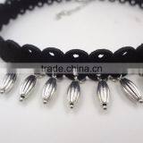 Fashion Silver Charms Pendant Black Chamois Leather Choker for Womens Jewelry thumbnail-2