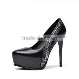 5231 Big Size Women High Heels 13 cm Lady Waterproof Dress Shoes With Rhinestone thumbnail-1