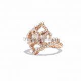 CZ Studded Rose Gold Plated Big Ring thumbnail-1