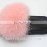Women Fur Slippers Luxury Real Fox Fur Beach Sandal Shoes Fluffy Comfy Furry Flip Flops Fslipper-1 thumbnail-3