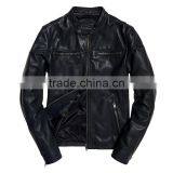 Classic Real Hero Collarless Round Neck Biker Waterproof Leather Men Jacket thumbnail-5