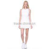 Breathable White Skort Mesh Tennis Wear for Lady Fitted Tank Top and Pleated Mini Skirt thumbnail-6