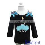 Girl Blue Rosettes 3rd Birthday Zebra Cupcake Black Long Sleeves Top 1-7Y thumbnail-1