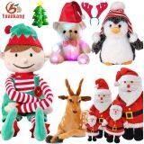 2017 Christmas Singing Stuffed Animal Reindeer Santa Claus Penguin Toy Teddy Bear Tree Soft Mini Elf Plush Toy