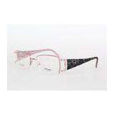 Fashion Metal Ladies Optical Frames For Women For Reading Glasses , Pink And Black
