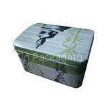 Tea Storage Rectangular Tin Box Bamboo Printed Holiday Tinplate