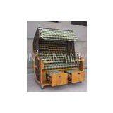 Leisure Wood Rattan Beach Basket , Waterproof Roofed Beach Chair