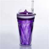 16OZ AS Double Wall Lemon Squeezer Drinks Water Bottle With Straw Double Wall Juice Tumbler