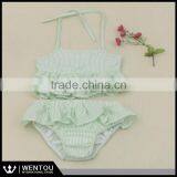 Wholesale Ruffled Kids Two Piece Seersucker Swimsuit thumbnail-3