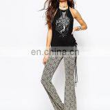 2017 Hot Selling Floral Print Girls High Neck Backless Vest T Shirt thumbnail-5