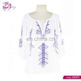 Blusa Feminina Vintage Boho Embroidery Cotton Crinkle Women Blouse