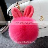 Fluffy Pom Pom Keyring Artificial Fur Rabbit Ear Fur Ball Keychain thumbnail-2
