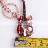Musical Instruments Red Enamel Guitar Rock Band Keychain Jewelry thumbnail-2