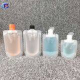 A Blank Standing Bag With a Flap for Hand Gel Clear Plastic Nozzle Bag for Sunscreen