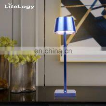 CE ROHS Blue Led Rechargeable Battery Contemporary Aluminum Wireless Cordless Table Lamps Bar