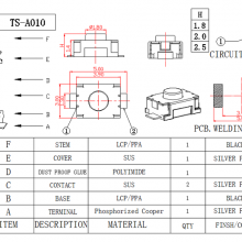 BZCN TS-A010 Hot Sale High Quality Tact Switch thumbnail-3