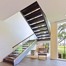 Indoor Modern Design Steel Wood Straight Stairs