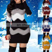 Wholesale Custom-made Women's Spring and Autumn Long-sleeved Long-necked Sweater Pullover Dress thumbnail-1