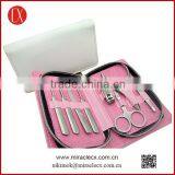 8pcs Nail Kit High Quality Cross Pattern Zippered Bag Manicure Set French Manicure