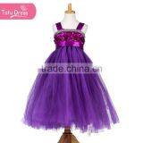 The purple flower new design birthday girl tutu dress set