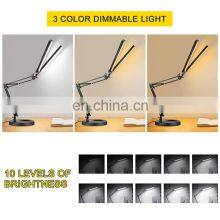 24W Architect Desk Lights With Base and Clamp Double Head Led Desk Lamp Eye Caring Double Swing Arm Table Lamps thumbnail-4