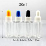 Colorful 30ml PET plastic dropper bottle