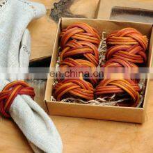 Beautiful Luxury Vintage Rattan Napkin Rings Set Tableware Set Napkin Holder Rings Wovenmade in Vietnam thumbnail-1