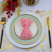 11inch Polyester Metallic Gold Mesh Roll Table Runner for Wedding Birthday Banquet Decor thumbnail-5