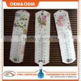 household indoor tinplate material thermometer w/ printed flower red liquid kerosene filled accurate read temperature cheapest