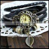 2014New Design Genuine Leather Band Watch, Leaf Pendant Vingtage Watch thumbnail-1