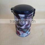 Wholesale Elegant Lady Pattern Round Tinplate Tea Box With Lock