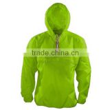 Breathable zipper front green ladies nylon windbreaker jacket