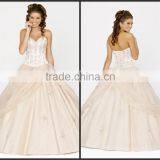 New Design Sweetheart Floor Length Applique Champagne Stain Quinceanera Dress HAQ-004 thumbnail-1
