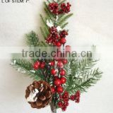 hot sale red polyfoam berry and pine needle spray for christmas decorations