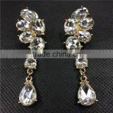 Fashion Crystal Leaf Long Stud Earrings Luxury Brand Vintage Earrings For Women thumbnail-1