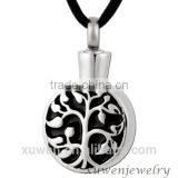 Black Enamel Tree of Life 316l Stainless Steel Cremation Pendant Keepsake Items thumbnail-2