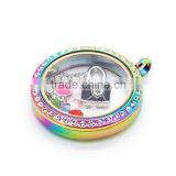 Colorful plating fashionable 316 stainless steel locket pendants clear locket pendant magnifying glass pendant LP9142-2