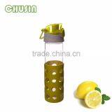Transparent Glass Water Bottle With BPA Free Silicone Sleeve and Straw Wholesale thumbnail-5
