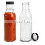 12oz 370ml Clear Round Sauce Glass Bottle With Plastic Cap thumbnail-1