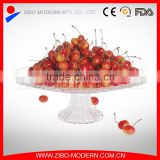 12" Large Clear Round Glass Fruit Plate with Stand