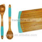 Bamboo Cutting Board and 5 Piece Kitchen Tools With Silicone Handles thumbnail-1