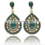 Luxury imitation emerald drop earrings hollow out gold cheap vintage jewelry X63-1