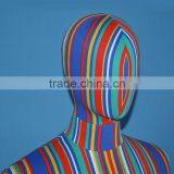 Articulated Male Dress Form With Half-Leg -- Striped Linen Mannequin thumbnail-3