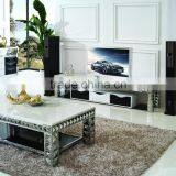 C338 Rectangle Diamond Marble Stainless Steel Coffee Table thumbnail-4