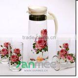 1L Heat Transfer Colorful Big Juice Gift Glass Water Sets thumbnail-1
